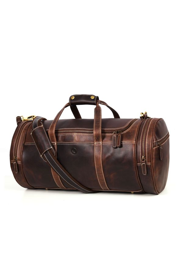 Cordoba Leather Barrel Bag -  Brown