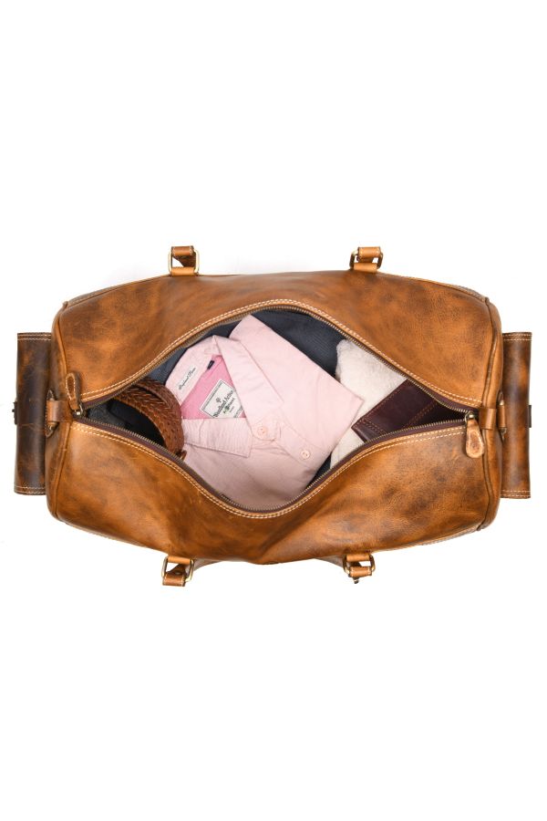Pamplona Leather Duffle bag - Caramel