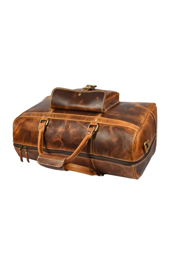 Bolzano Leather Duffle Bag - Caramel Brown