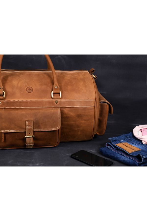 Pamplona Leather Duffle bag - Tortilla Brown