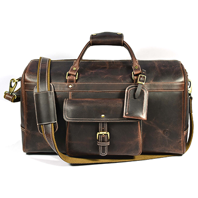 Genuine Leather Duffle Bag, Personalized Canvas Travel Bag
