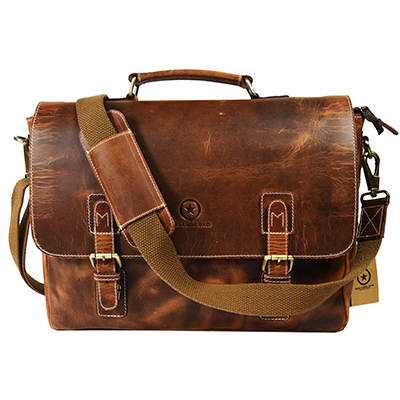 Utopia Leather Office Bag - Caramel Brown