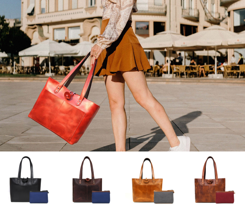Genuine Leather Tote Bag For Women 