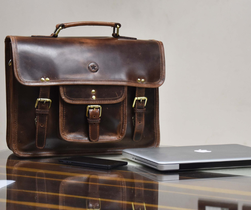 Aaron Leather Goods Genuine Leather Briefcase Bags 